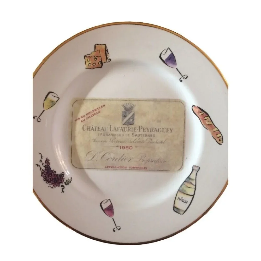 Vintage Rosanna Plates Wine Chateau Haut-Bages & Lafaurie-Peyraguey 2 Set Italy‎